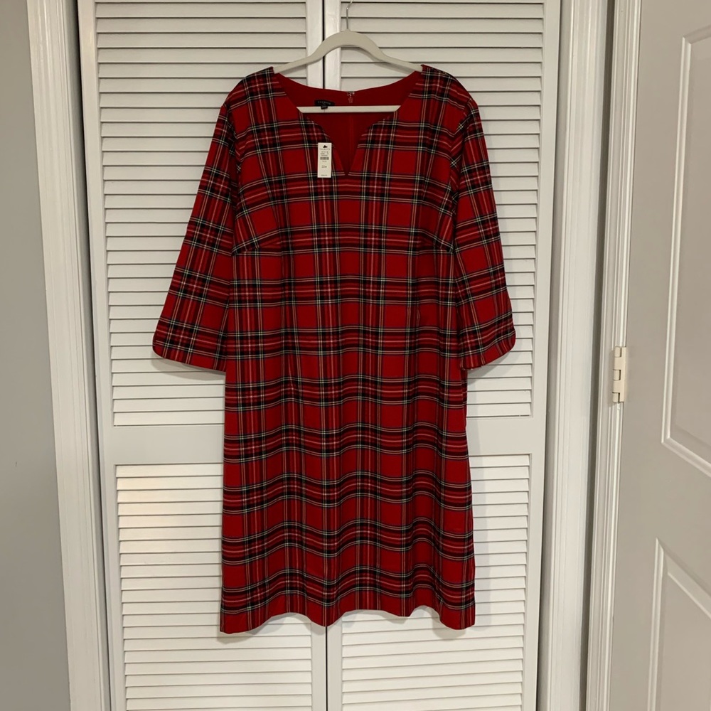 NWT Talbots Beautiful Red Plaid Women Dress Fully Lined Size 22